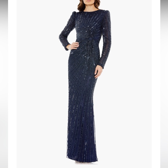 Mac Duggal 5641 - Long Sleeve Embellished Evening Dress size 2 NWT